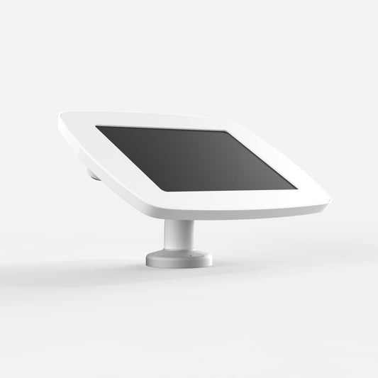 Bouncepad Swivel Desk - A secure rotating tablet & iPad desk mount in white.