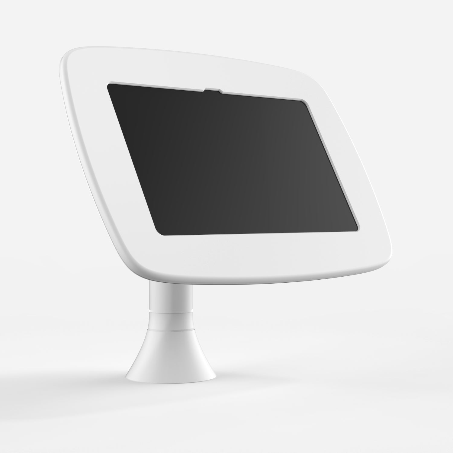 Bouncepad Sumo - A secure & adjustable tablet & iPad desk mount in white.