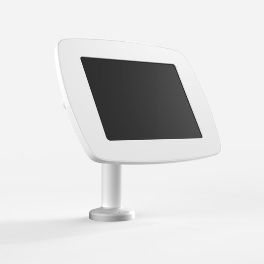 Bouncepad Swivel 60 - A secure tablet & iPad desk mount in white.